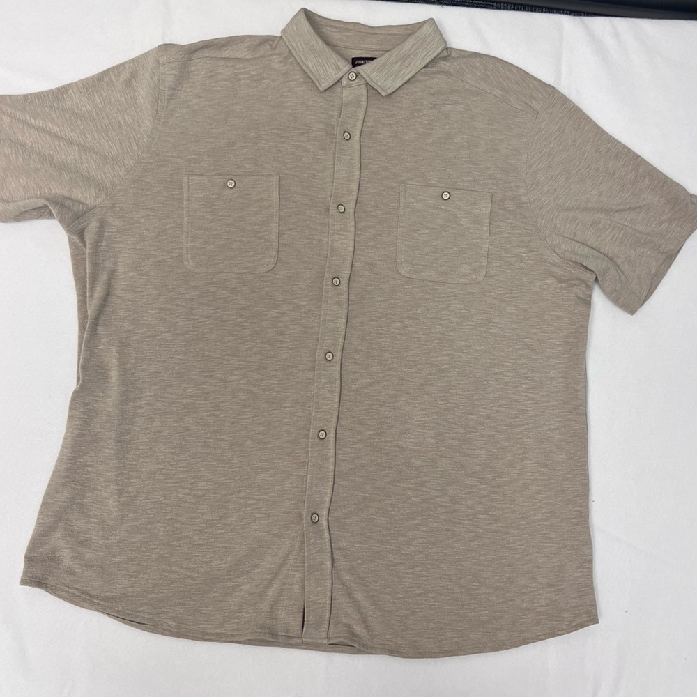 Johnston & Murphy Men's Short-Sleeve Button-Down Shirt in Taupe XXL
